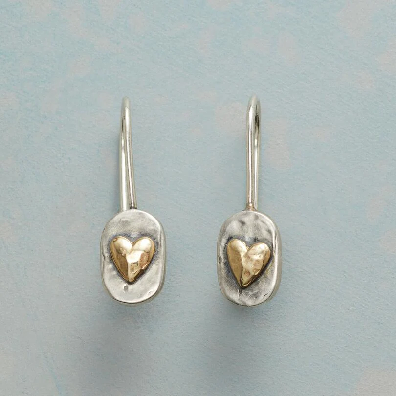 Vintage Silver and Gold Heart Earrings