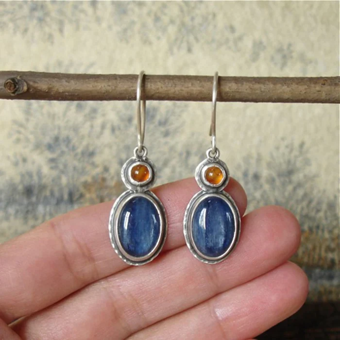 Vintage Blue and Orange Stone Earrings