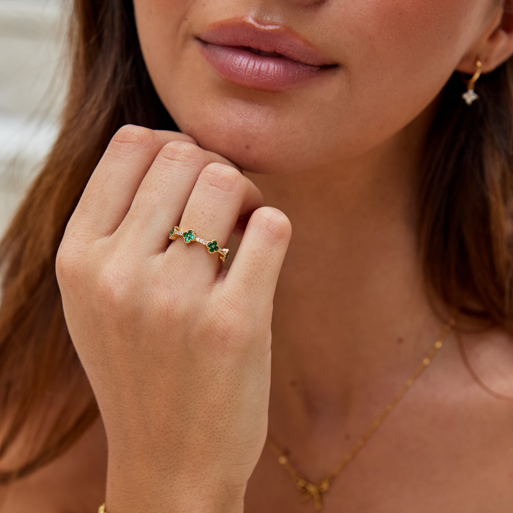 Lucky - Four-Leaf Clover Crystal Ring