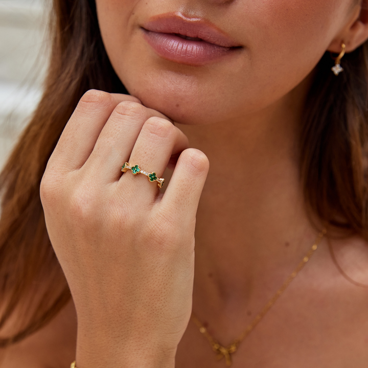 Lucky - Four-Leaf Clover Crystal Ring