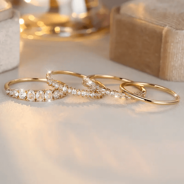 14k Gold Zirconia Stacking Rings