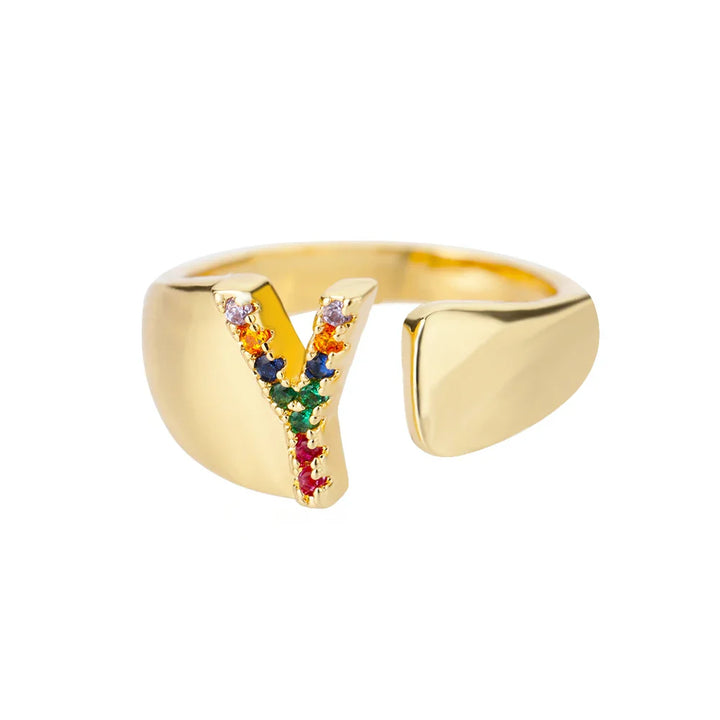 Yes - Gold Stainless Steel Initial Letter Ring