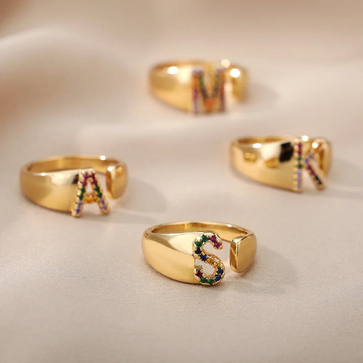 Yes - Gold Stainless Steel Initial Letter Ring